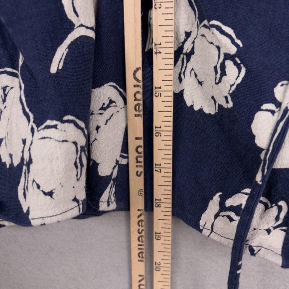 Free People Susie Printed Top Womens Large Blue Floral Wrap Cami Smocked Peplum - Picture 13 of 15